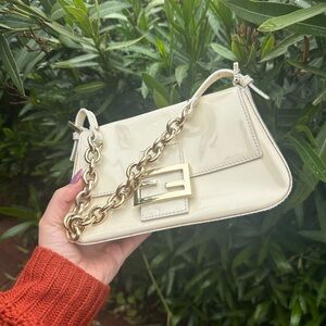 NOT FOR SALE Off white patent leather Fendi mini mama baguette